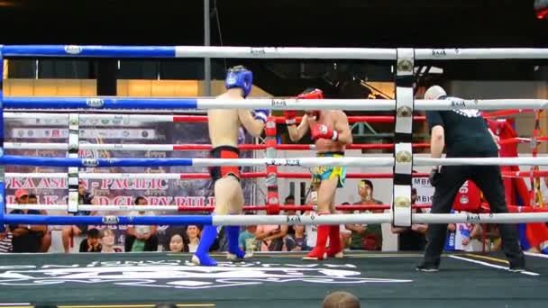 Bangkok Thailand Mar Lutador Boxe Não Identificado Lutando Ringue Boxe — Vídeo de Stock