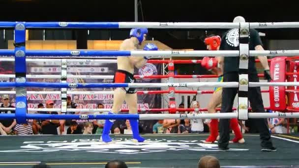 Bangkok Tajlandia Mar Niezidentyfikowany Kick Boxing Fighter Walki Ring Bokserski Wideo Stockowe bez tantiem