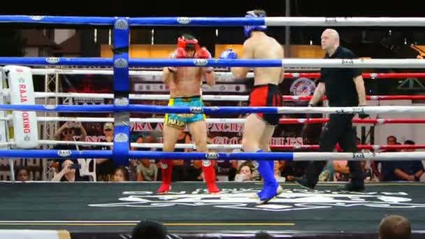 Bangkok Thaïlande Mar Boxeur Kick Boxing Non Identifié Combattant Ring — Video