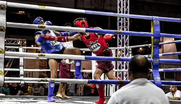 Bangkok Tajlandia Mar Kick Boxing Fighter Walki Ring Bokserski Marca — Zdjęcie stockowe