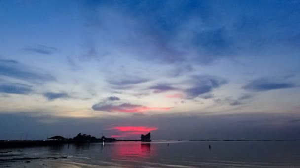 Time Lapse Twilight Sky Sea Silhouette Island — Stock Video