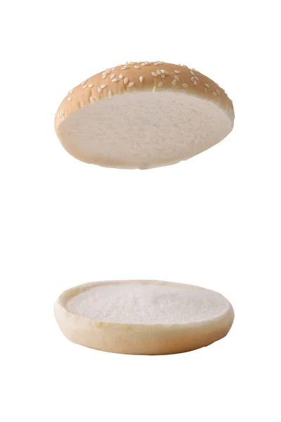 흰 배경에 분리 된 버거 빵 — 스톡 사진