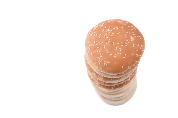 Pão de hambúrguer isolado no fundo branco — Fotografia de Stock