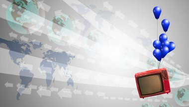 Dijital arka plan, teknoloji konsepti ile uçan analog TV