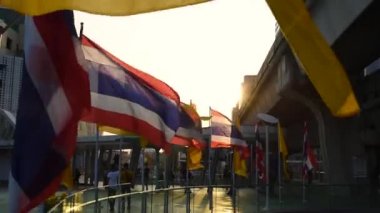 Güneş arka plan ile Kral Rama X Taç Giyme Bayrağı