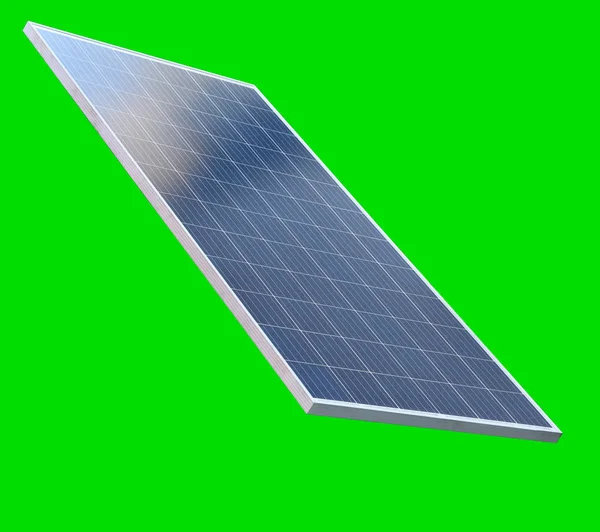 Panel ogniw słonecznych izolowany na zielonym tle — Zdjęcie stockowe