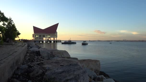 Building Sriracha Port Sea View Evening Sky — Stock Video