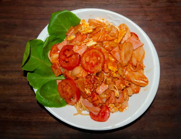 Pasta Fried Tomato Sauce — Stock Photo, Image