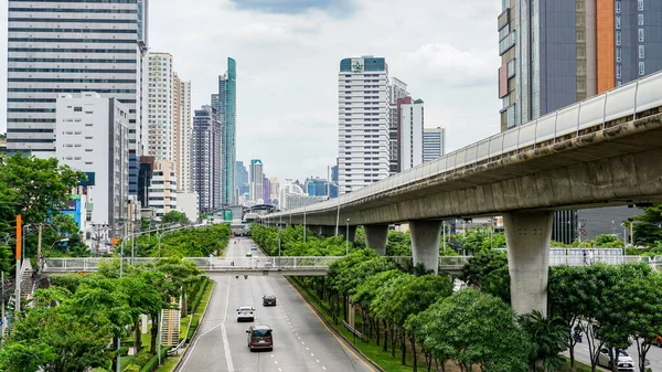 Bangkok Thailand Aug Bangkoks Stadsbild Med Sky Train Railway Den — Stockfoto