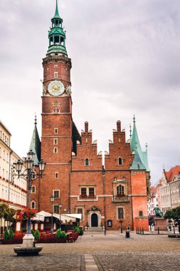 Wroclaw, Polonya - 30 Temmuz 2018: Bir ortaçağ Market Square Wroclaw.