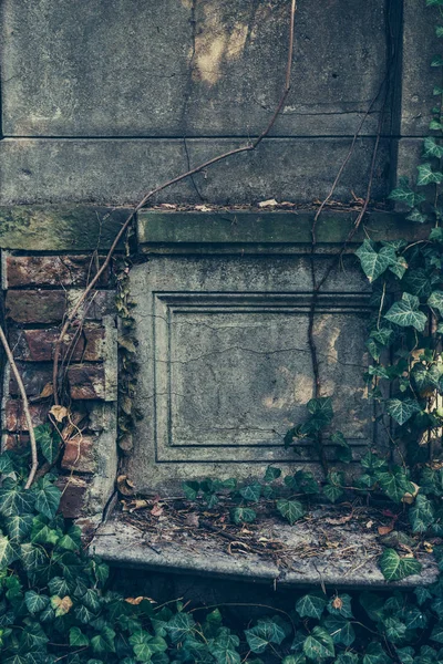 Antiguo grunge pared de piedra textura y fondo de patrón para el diseño de Halloween y texto —  Fotos de Stock