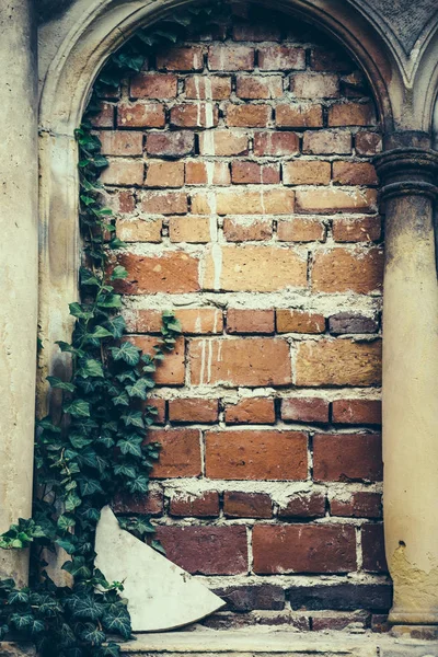 Antiguo grunge pared de piedra textura y fondo de patrón para el diseño de Halloween y texto —  Fotos de Stock