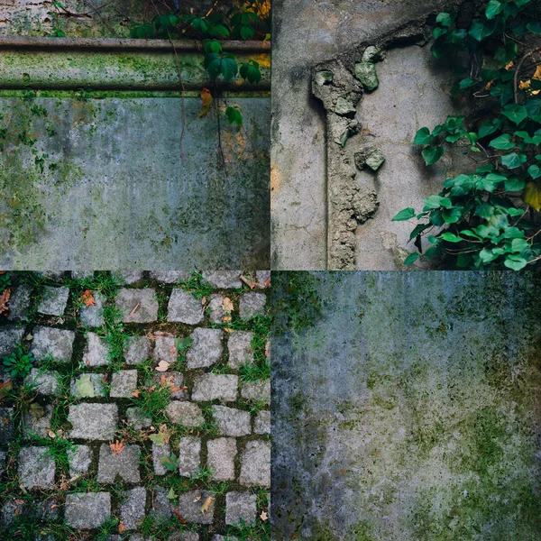 Conjunto de pared de piedra grunge vieja textura y fondo de patrón para el diseño de Halloween —  Fotos de Stock