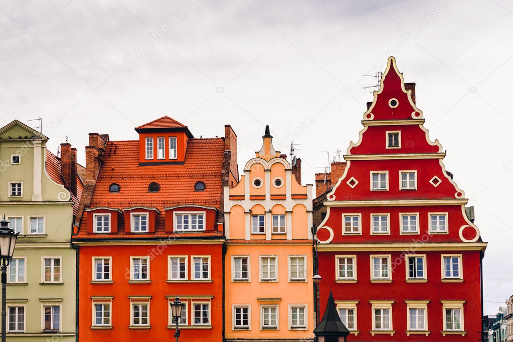 Buildings on the medieval Market Square in Wroclaw, Poland
