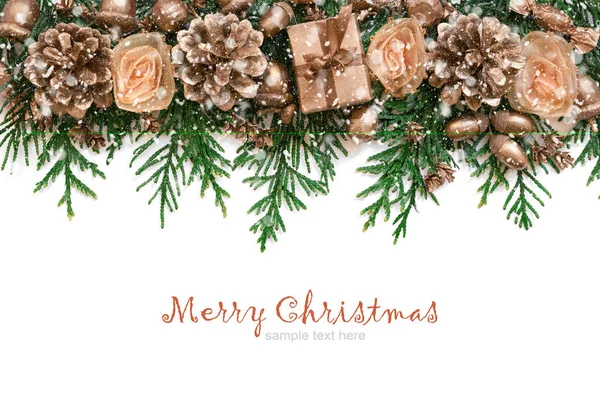 Weihnachtsbordüre auf weißem Hintergrund — Stockfoto