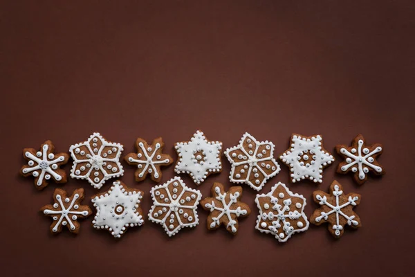 Christmas cookies in the shape of snowflakes handmade basic for your decoration — Stock Photo, Image