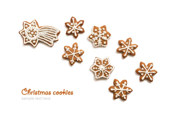 Christmas cookies in the shape of snowflakes handmade basic for your decoration — Stock Photo, Image