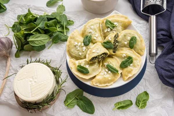 Dumplings Spinach White Cheese Very Popular Food Poland Homemade Food Stock Image