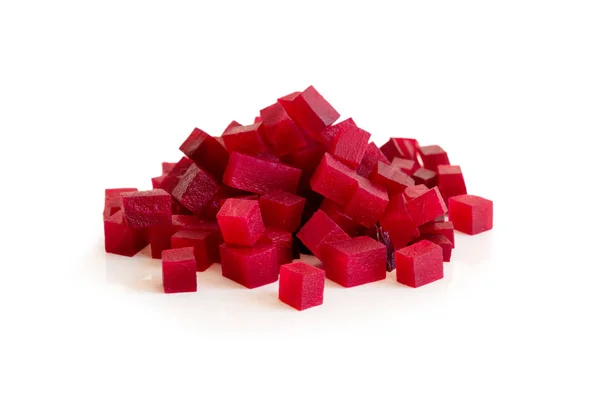 Boiled beets finely chopped on a white plate — Stock Photo, Image