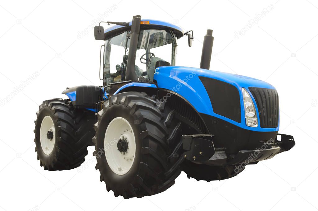 Large agricultural tractor isolated on a white background