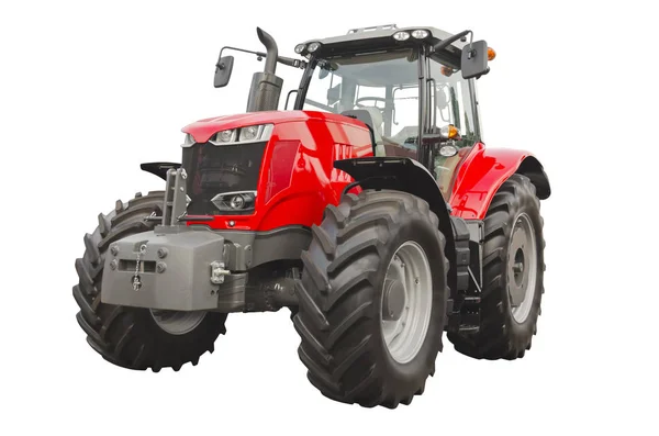 Gran Tractor Agrícola Rojo Aislado Sobre Fondo Blanco —  Fotos de Stock