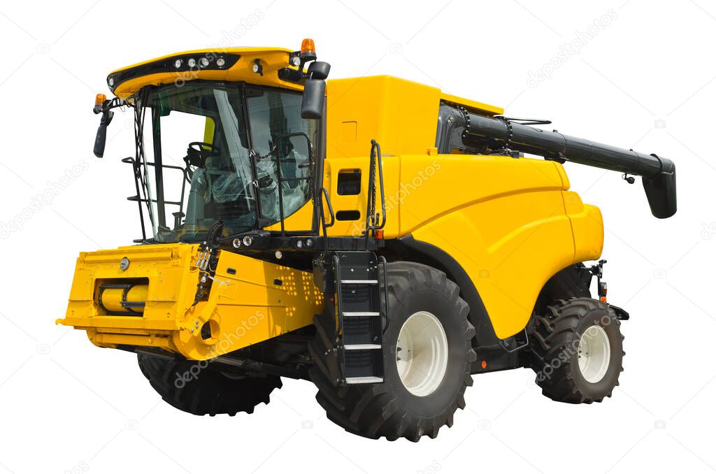 Modern agricultural combine isolated on a white background