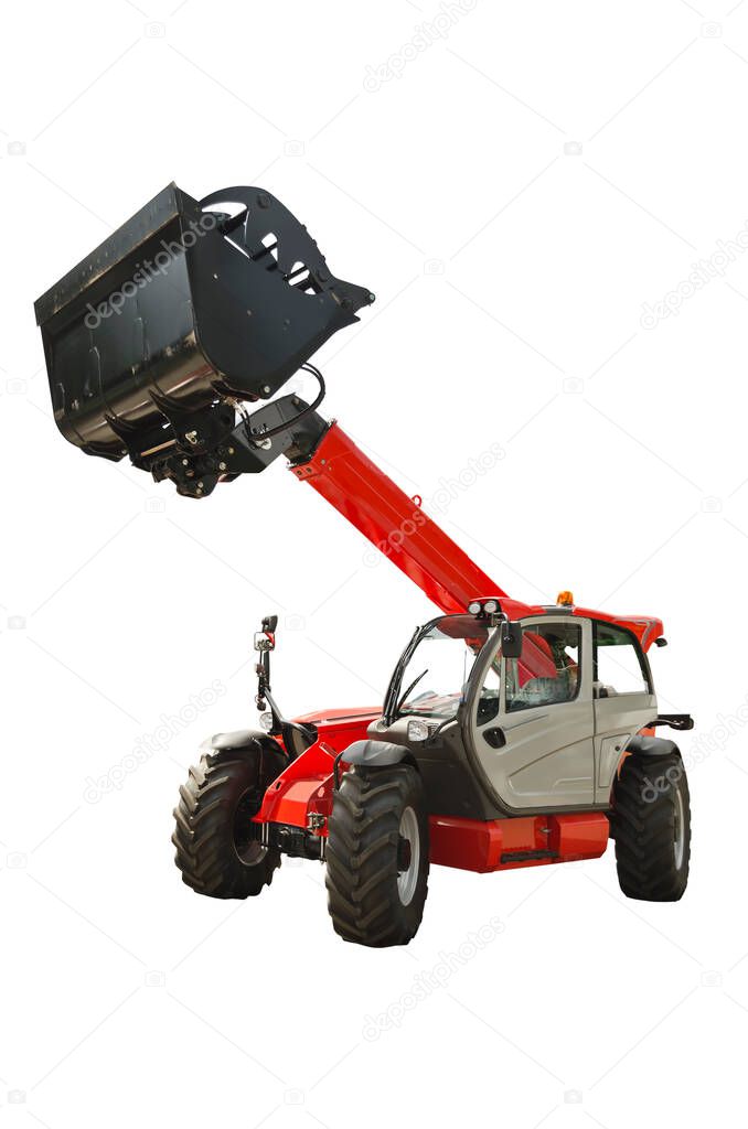 Agricultural telescopic handler isolated on a white background