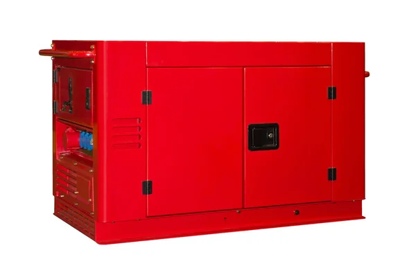 Moderne Grote Rode Diesel Generator Geïsoleerd Een Witte Achtergrond — Stockfoto