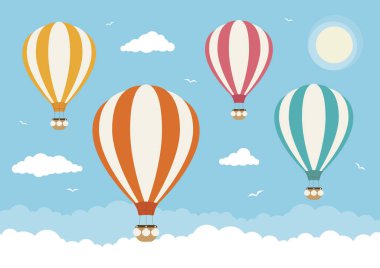 Bulutların üzerinde uçan sıcak hava balonları