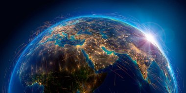 Dünya'daki detaylı hava yolları. 3d render