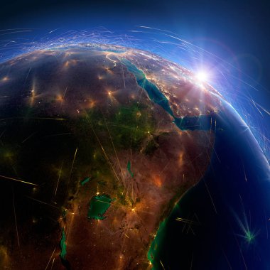 Dünya'daki detaylı hava yolları. Doğu Afrika. Kenya, Etiyopya, Tanz