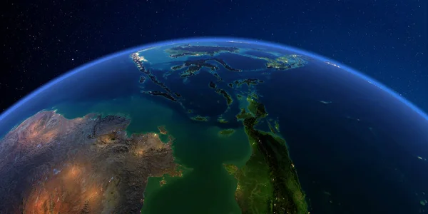 Detailed Earth at night. Southeast Asia. Indonesia — Stock Photo, Image