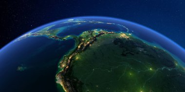 Geceleri ayrıntılı Dünya. Güney Amerika'nın batı kısmı. Peru