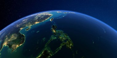 Geceleri ayrıntılı Dünya. Dünya. Güneydoğu Asya. Filipinler