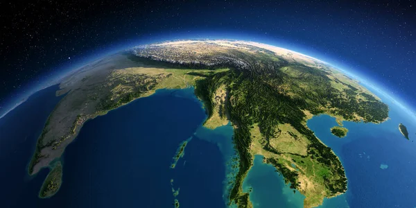 Szczegółowa Ziemia. Wschodnia część Indii, Bangladeszu, Nepalu, BH — Zdjęcie stockowe