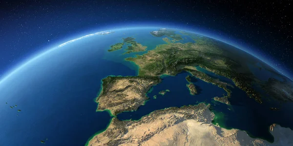 非常に詳細な地球。スペインと地中海 — ストック写真