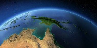 Son derece ayrıntılı Dünya. Avustralya ve Papua Yeni Gine