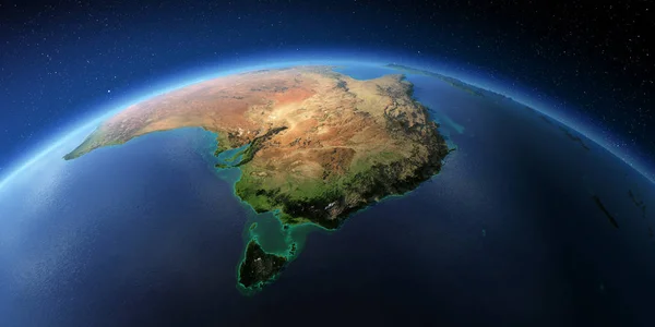 高度详细的地球。澳大利亚和塔斯马尼亚 — 图库照片
