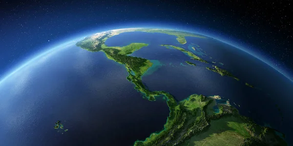 Высокодетализированная Земля. Страны Центральной Америки — стоковое фото