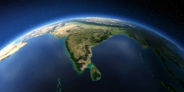 Bardzo szczegółowa Ziemia. Indie i Sri Lanka — Zdjęcie stockowe