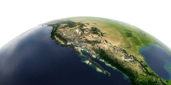 Terra detalhada sobre fundo branco. Golfo da Califórnia, México a — Fotografia de Stock