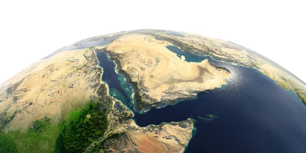 Detaillierte Erde auf weißem Hintergrund. saudi arabien — Stockfoto