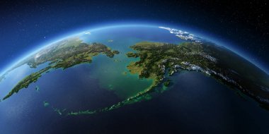 Son derece ayrıntılı Dünya. Chukotka, Alaska ve Bering Boğazı