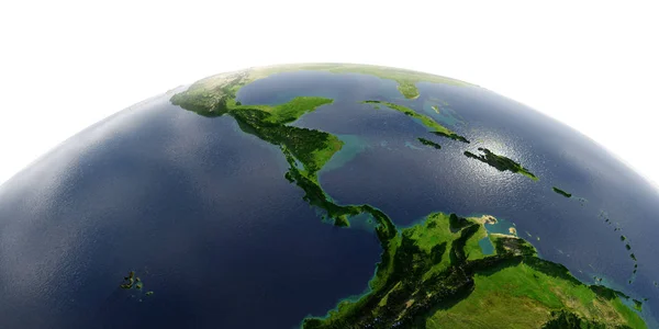 Terre détaillée sur fond blanc. Les pays de l'Ame centrale — Photo