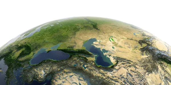 Terra detalhada sobre fundo branco. Cáucaso — Fotografia de Stock