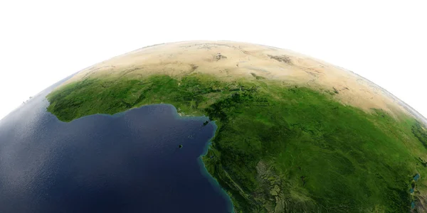 Gedetailleerde aarde op witte achtergrond. Afrika. Landen van de gul — Stockfoto