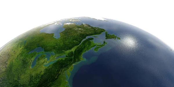 Детальна Земля на білому фоні. Північно-східна США і східні можуть — стокове фото