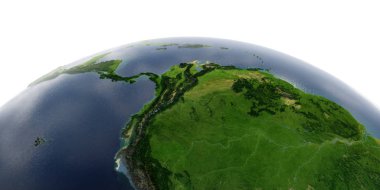 Beyaz arka plan üzerinde ayrıntılı Dünya. Afrika ve Avrupa. Weste