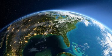 Ayrıntılı Dünya. Kuzey Amerika. Meksika Körfezi ve Florida