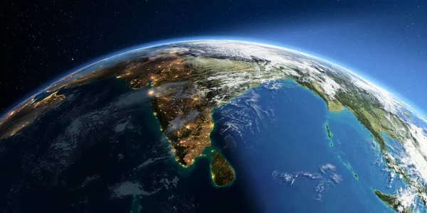 詳細な地球。インドおよびスリランカ — ストック写真
